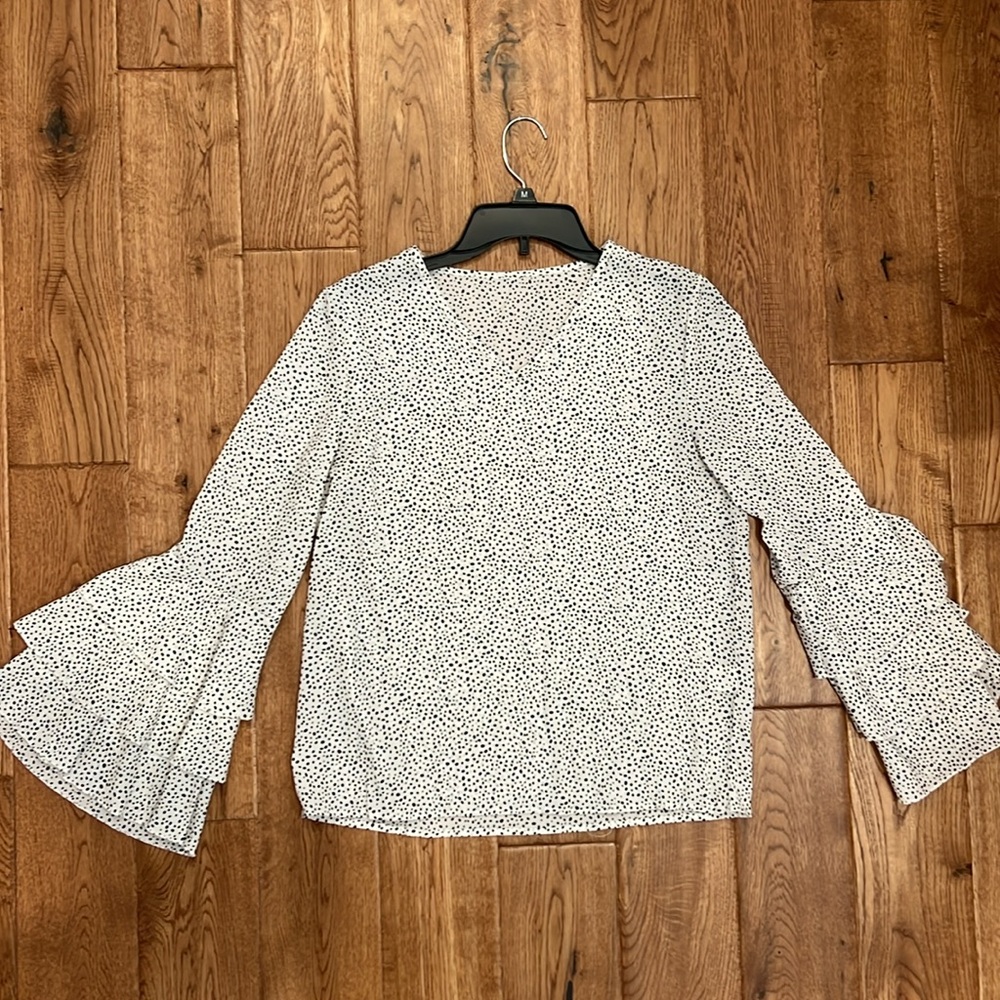 SHEIN Ruffle Bell Sleeve Polka Dot Blouse Size M